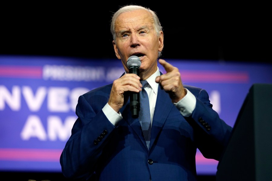 President Joe Biden speaks on the debt limit during an event at SUNY Westchester Community College, Wednesday, May 10, 2023, in Valhalla, N.Y. (AP Photo/Evan Vucci)