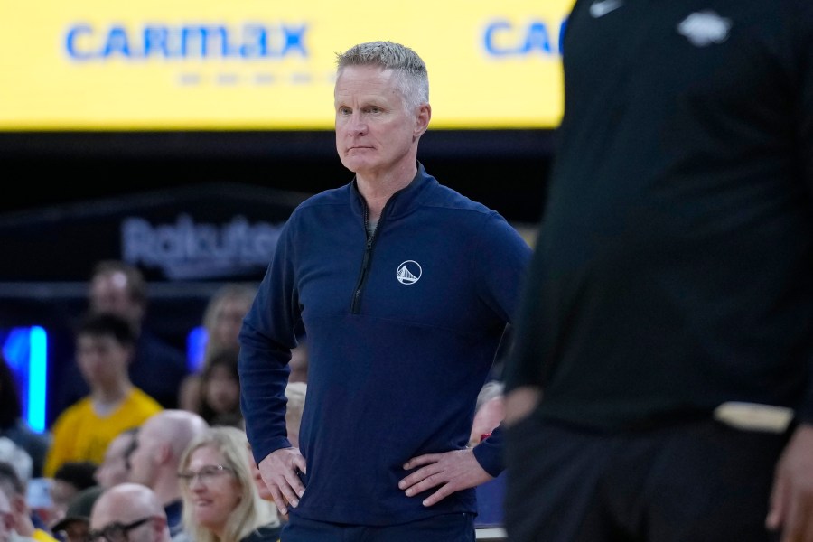 Golden State Warriors coach Steve Kerr watches a game.