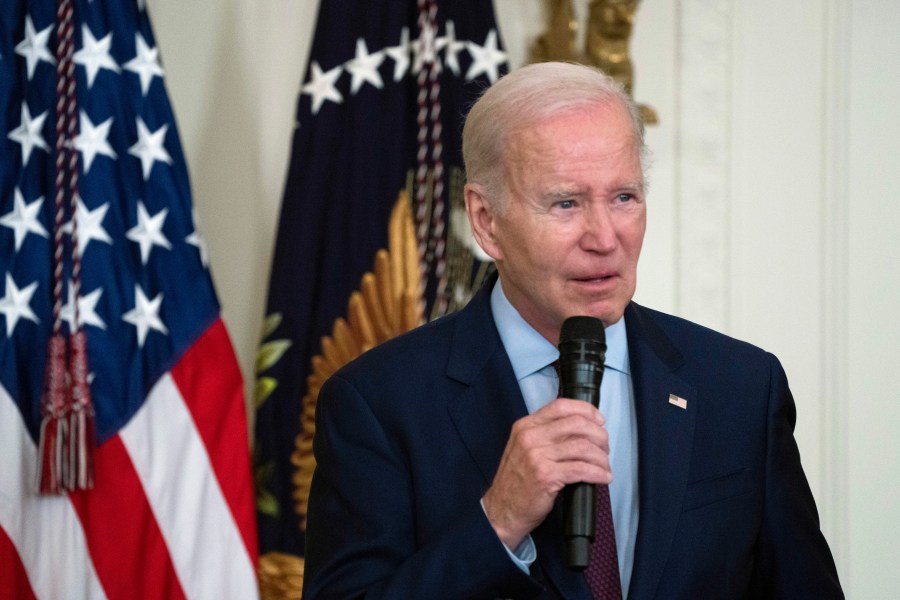 President Biden speaks during the celebration of Jewish American Heritage Month in the East Room of the White House, Tuesday, May 16, 2023, in Washington. (AP Photo/Manuel Balce Ceneta)