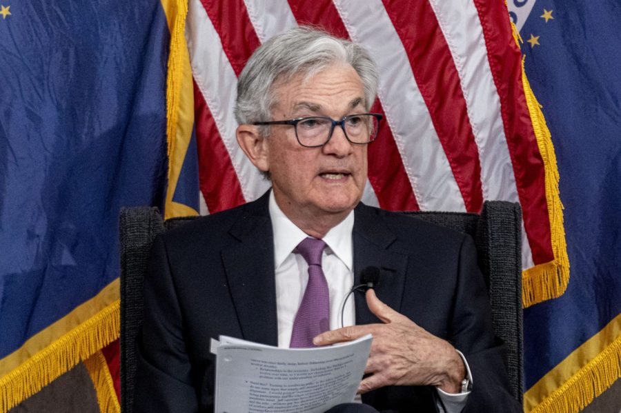 Federal Reserve Chairman Jerome Powell speaks during the Thomas Laubach Research Conference at the William McChesney Martin Jr. Federal Reserve Board Building in Washington, Friday, May 19, 2023. (AP Photo/Andrew Harnik)