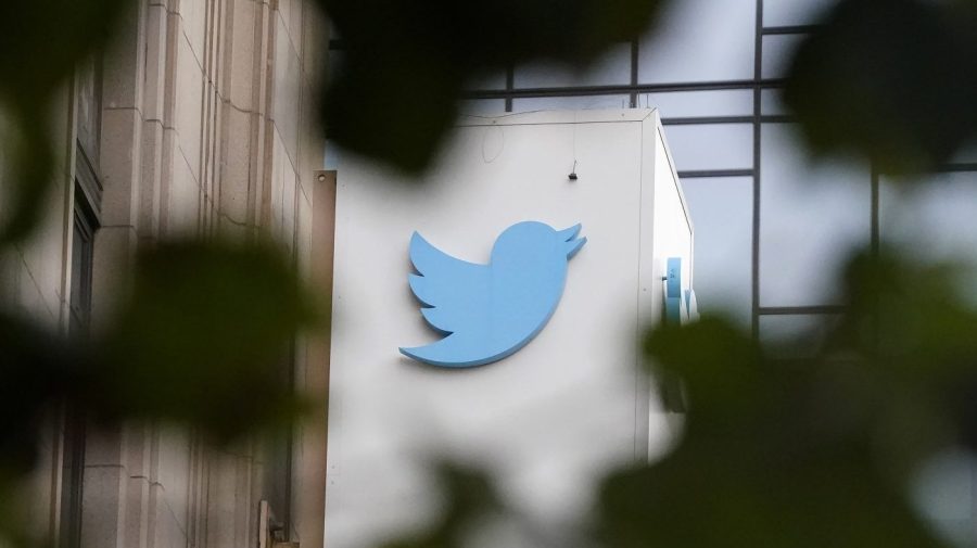 FILE - A sign at Twitter headquarters is shown in San Francisco, Dec. 8, 2022. San Francisco officials are investigating Twitter after six former employees allege that owner Elon Musk's leadership team broke laws in turning the company's headquarters into a “Twitter Hotel” for workers being pushed to stay up late to transform the social media platform. (AP Photo/Jeff Chiu, File)