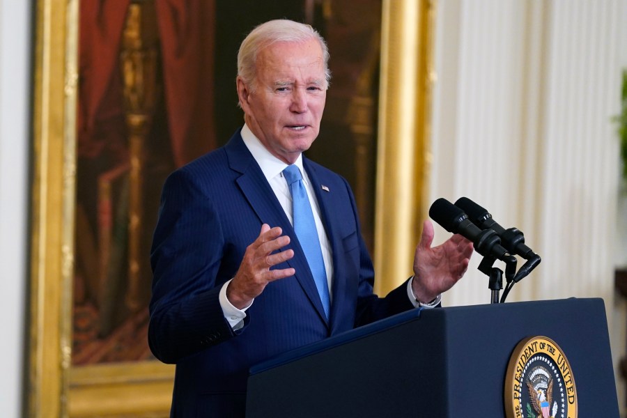 FILE - President Joe Biden speaks in the East Room of the White House, May 17, 2023, in Washington. The White House has announced new efforts to guide federally backed research on artificial intelligence. The moves announced Tuesday come as the Biden administration is looking to get a firmer grip on understanding the risks and opportunities of the rapidly evolving technology. (AP Photo/Evan Vucci, File)