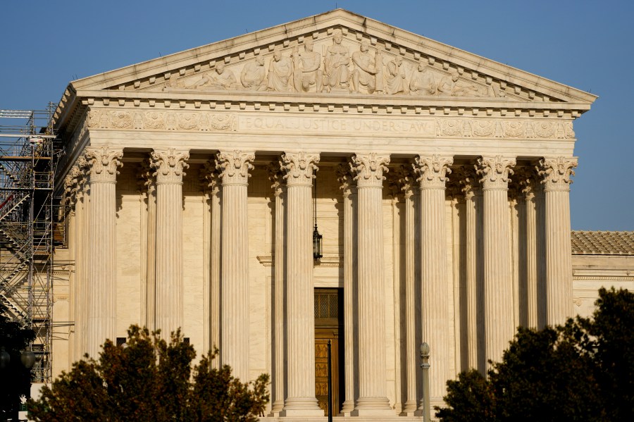 FILE - The Supreme Court is seen on April 21, 2023, in Washington. A unanimous Supreme Court has given a 94-year-old Minneapolis woman a new chance to recoup some money after the county kept the entire $40,000 when it sold her condominium over a small unpaid tax bill. The justices ruled Thursday, May 25, that Hennepin County, Minnesota violated the constitutional rights of the woman, Geraldine Tyler, by taking her property without paying “just compensation.” (AP Photo/Alex Brandon, File)