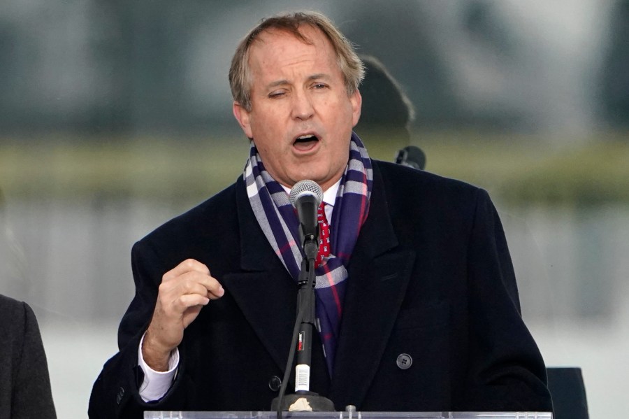 FILE - Texas Attorney General Ken Paxton speaks in Washington on Jan. 6, 2021. After years of legal and ethical scandals swirling around Texas Republican Attorney General Paxton, the state’s GOP-controlled House of Representatives has moved toward an impeachment vote that could quickly throw him from office. (AP Photo/Jacquelyn Martin, File)