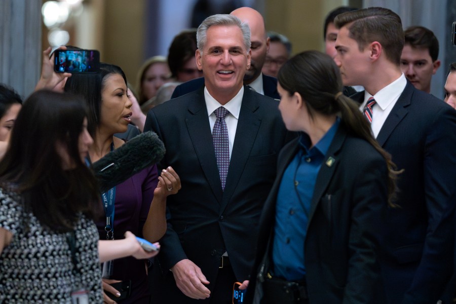 Speaker of the House Kevin McCarthy, R-Calif., walks to the House chamber at the Capitol in Washington, Wednesday, May 31, 2023. as the House moves toward passage of the debt limit bill. (AP Photo/Jose Luis Magana)