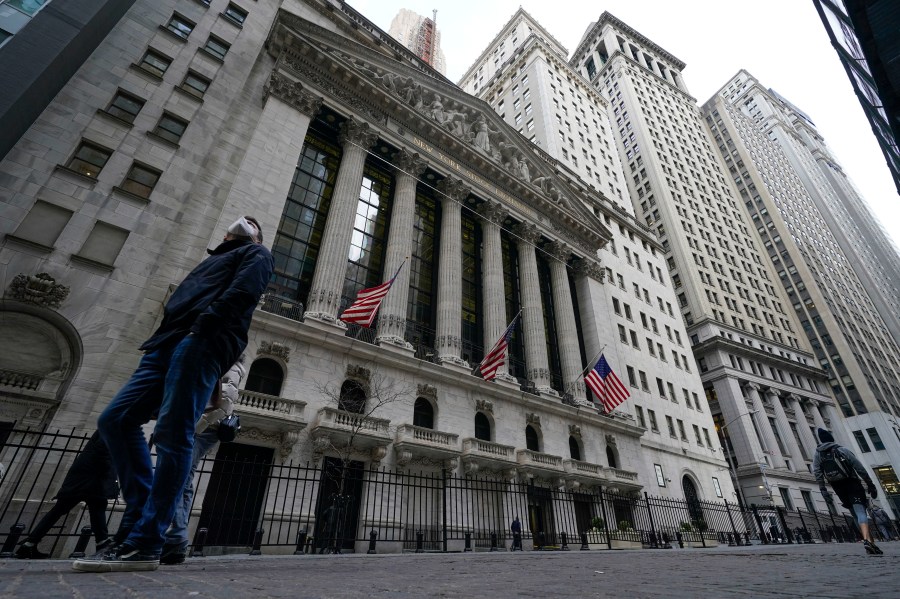 The New York Stock Exchange is seen in New York, Thursday, Feb. 24, 2022. Markets are opening mostly higher on Wall Street Friday after a wild ride a day earlier. The S&P 500 added 0.4% in the early going, following even bigger gains in Europe. (AP Photo/Seth Wenig)