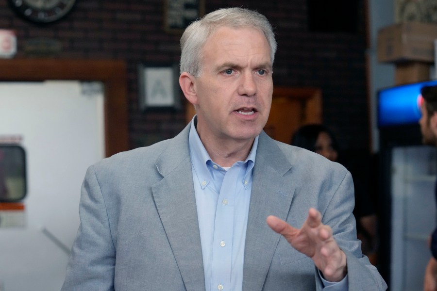 Democrat Brandon Presley, current Northern District Public Service Commissioner and candidate for the Democratic nomination for governor, addresses a group of supporters in Greenwood, Miss., on April 15, 2023. Presley faces Bob Hickingbottom in the August primary. (AP Photo/Rogelio V. Solis)