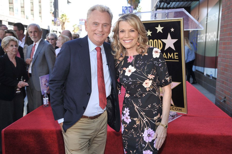 FILE - Pat Sajak, left, and Vanna White, from "Wheel of Fortune," attend a ceremony honoring Harry Friedman with a star on the Hollywood Walk of Fame on Nov. 1, 2019, in Los Angeles. Sajak is taking one last spin on “Wheel of Fortune," announcing Monday, June 12, 2023, that its upcoming season will be his last as host. (Photo by Richard Shotwell/Invision/AP, File)