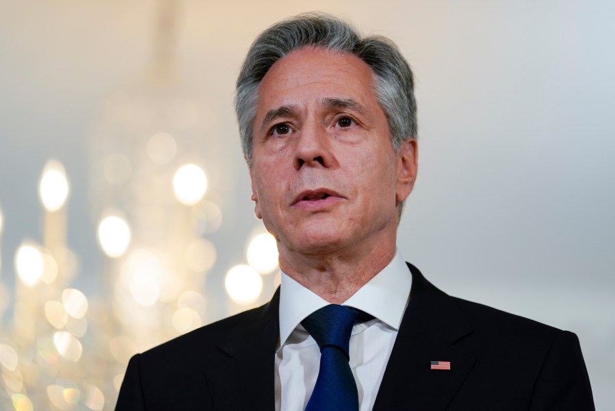 Secretary of State Antony Blinken speaks during a news conference at the State Department with NATO Secretary General Jens Stoltenberg, in Washington, Tuesday, June 13, 2023. (AP Photo/Carolyn Kaster)