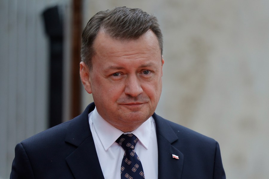 Polish Defence minister Mariusz Blaszczak arrives at the European Air Defense Conference at Les Invalides monument in Paris, Monday, June 19, 2023. Defense ministers and other representatives of 20 European countries hold a conference in Paris on how to better defend Europe's airspace, a long-divisive issue that takes on new urgency because of Russia's war in Ukraine. ( Geoffroy Van der Hasselt / Pool via AP)