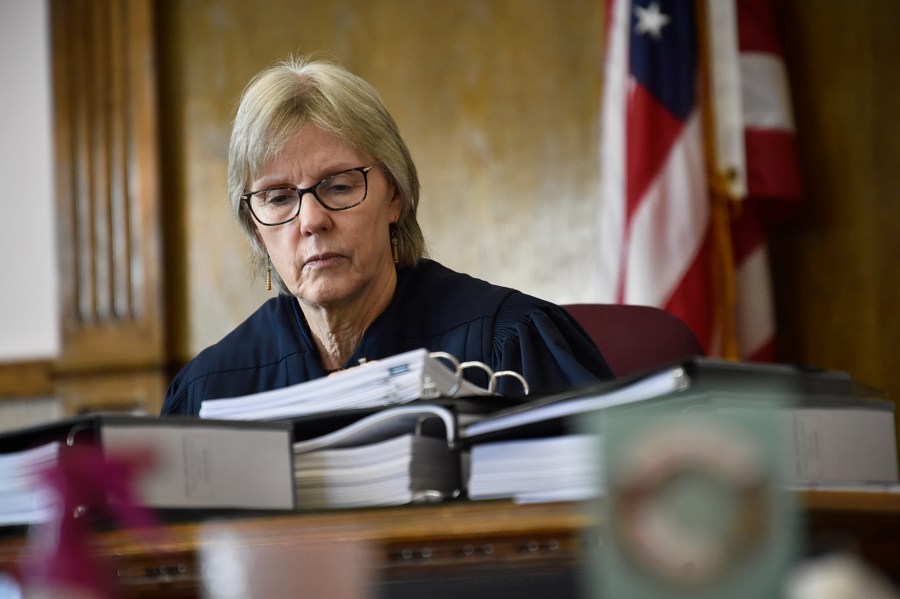 Judge Kathy Seeley speaks during a hearing in the climate change lawsuit, Held vs. Montana, at the Lewis and Clark County Courthouse on Tuesday, June 20, 2023, in Helena, Mont. Youth plaintiffs say warming temperatures are harming their health and threatening their futures at the closely-watched climate trial. (Thom Bridge/Independent Record via AP)