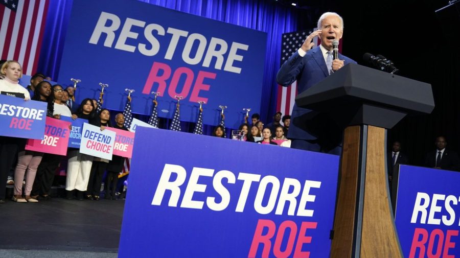 FILE - President Joe Biden speaks about abortion access during a Democratic National Committee event at the Howard Theatre, Oct. 18, 2022, in Washington. A trio of top reproductive rights groups are endorsing President Joe Biden and Vice President Kamala Harris. Planned Parenthood Action Fund, NARAL Pro-Choice America, and Emily's List are throwing their early support behind the reelection effort in part to highlight the importance of the issue for Democrats heading into the election year, leaders told the Associated Press. (AP Photo/Evan Vucci, File)