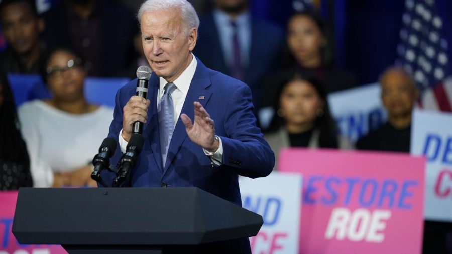 President Joe Biden speaks about abortion access during a Democratic National Committee event, Tuesday, Oct. 18, 2022, at the Howard Theatre in Washington.