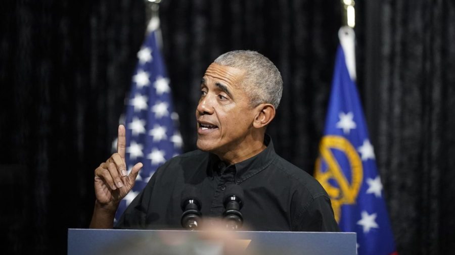 Former President Barack Obama speaks during a rally on Thursday, Dec. 1, 2022, in Atlanta.