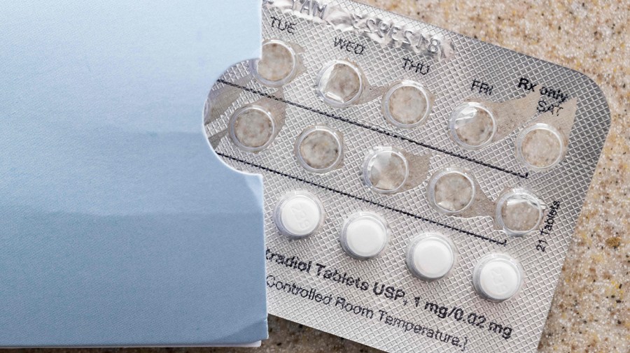 Birth control pills rest on a counter in Centreville, Md.