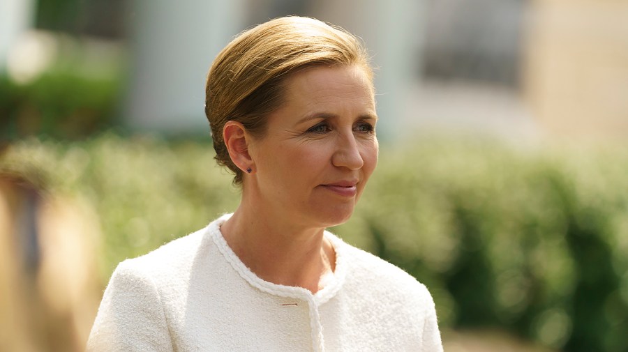 Danish Prime Minister Mette Frederiksen is seen at the White House.