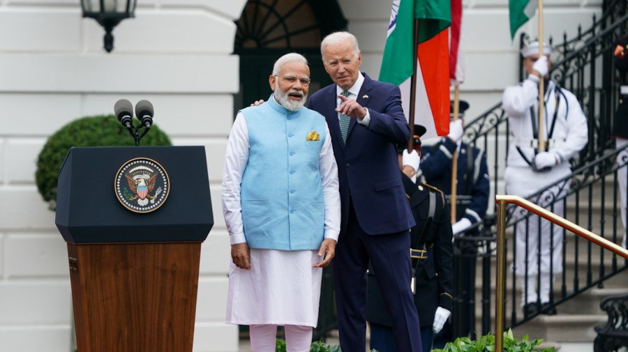 President Biden greets Indian Prime Minister Narendra Modi at the White House on June 22, 2023.