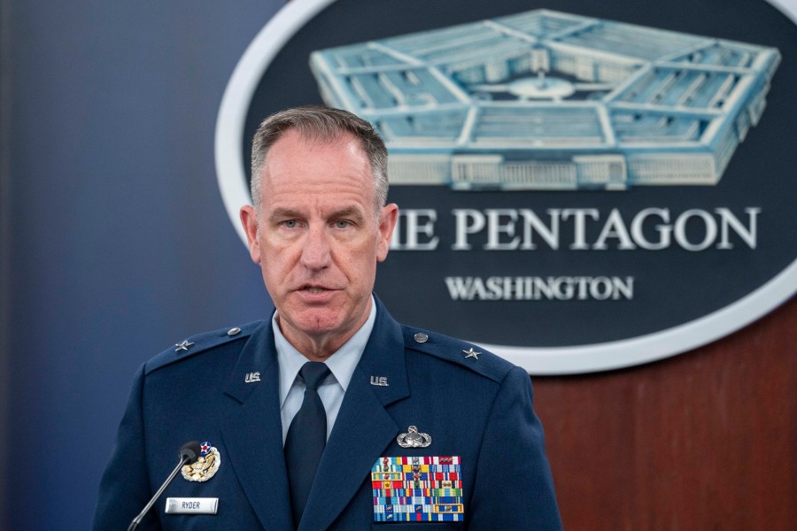 Pentagon spokesman U.S. Air Force Brig. Gen. Patrick Ryder speaks during a media briefing at the Pentagon, Thursday, July 6, 2023, in Washington. (AP Photo/Alex Brandon)