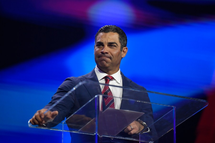 Miami Mayor Francis Suarez speaks during the Turning Point Action Conference, Sunday, July 16, 2023, in West Palm Beach, Fla. (AP Photo/Michael Laughlin)