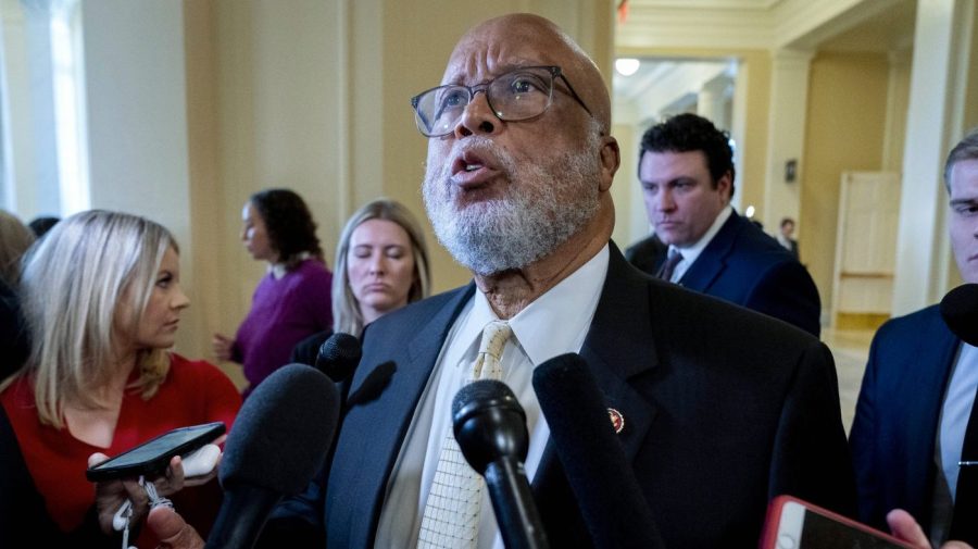 Then-committee chairman Bennie Thompson (D-Miss.) speaks to reporters after the House select committee investigating the Jan. 6 attack on the U.S. Capitol held its final meeting on Capitol Hill in Washington, Monday, Dec. 19, 2022.