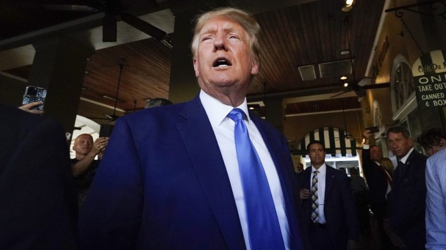 Former President Trump visits Café du Monde in New Orleans, Tuesday, July 25, 2023.