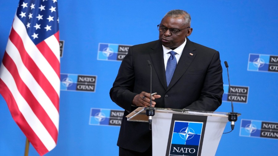 United States Secretary of Defense Lloyd Austin speaks during a media conference after a meeting of NATO defense ministers at NATO headquarters in Brussels, Friday, June 16, 2023. NATO defense ministers concluded two days of meetings on Friday in which they discussed their support for Ukraine and ways to boost the defenses of eastern flank allies near Russia. (AP Photo/Virginia Mayo)