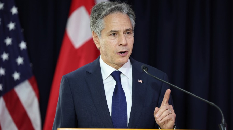 U.S. Secretary of State Antony Blinken speaks as he attends the dedication of the new U.S. Embassy in Nuku'alofa, Tonga Wednesday, July 26, 2023.