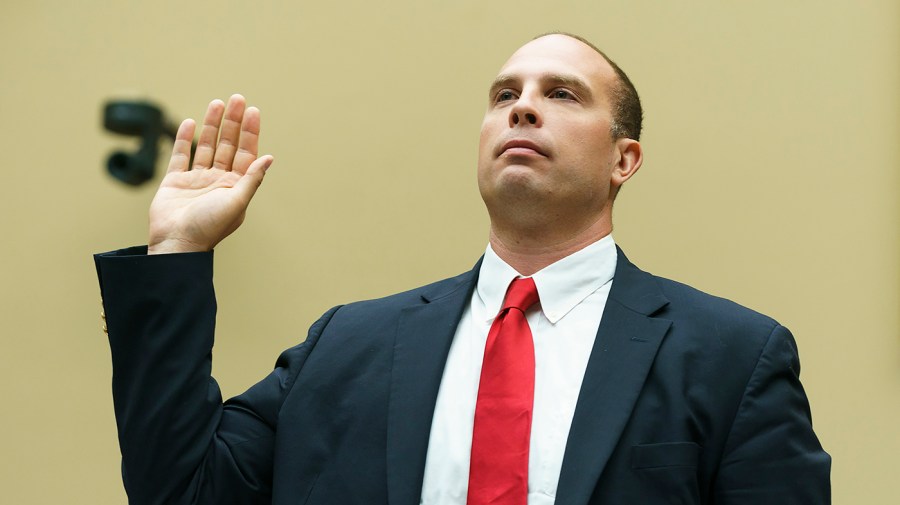 David Grusch, former National Reconnaissance Officer Representative, is sworn in