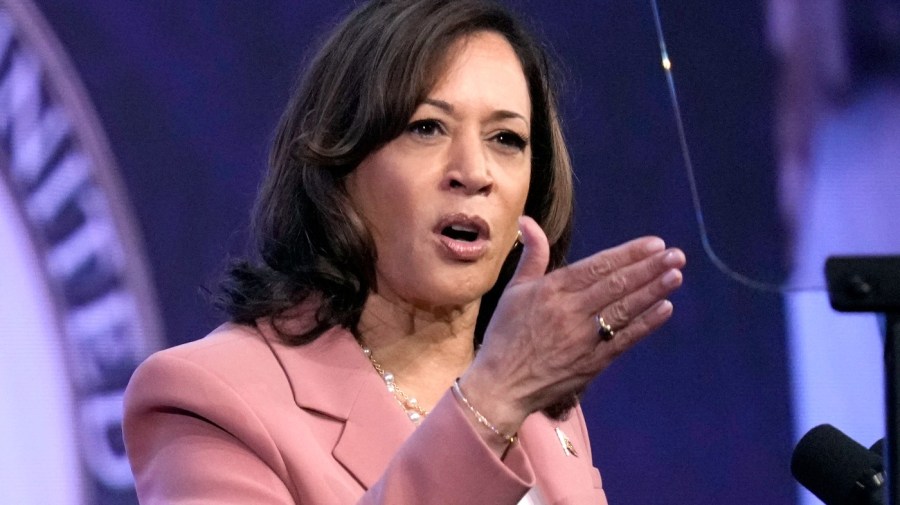 Vice President Kamala Harris speaks at the UnidosUS 2023 Annual Conference Monday, July 24, 2023, in Chicago. (AP Photo/Charles Rex Arbogast)