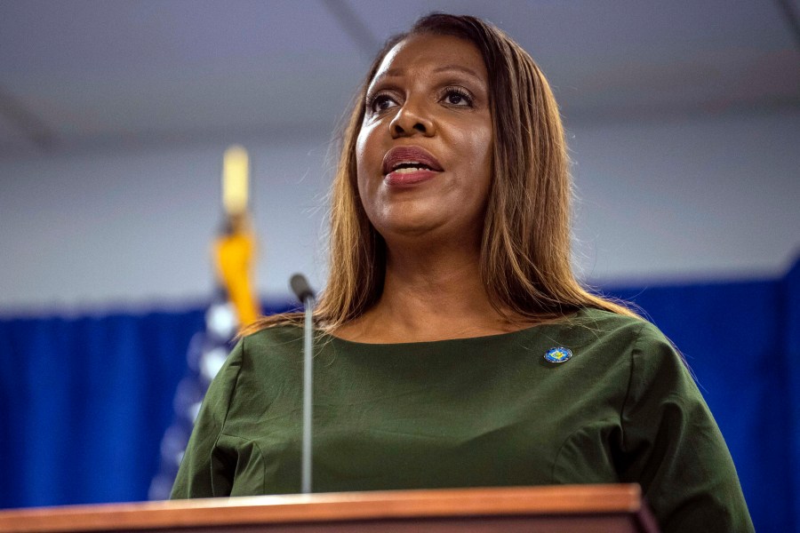 FILE - New York Attorney General Letitia James speaks during a news conference, Sept. 21, 2022, in New York. (AP Photo/Brittainy Newman, File)