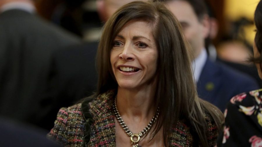 New Jersey First Lady Tammy Murphy arrives at the statehouse assembly chambers prior to Gov. Phil Murphy's first State of the State address, Tuesday, Jan. 15, 2019, in Trenton, N.J.