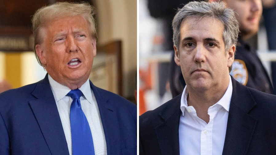 Former President Trump and Michael Cohen appear side-by-side in this composite image.