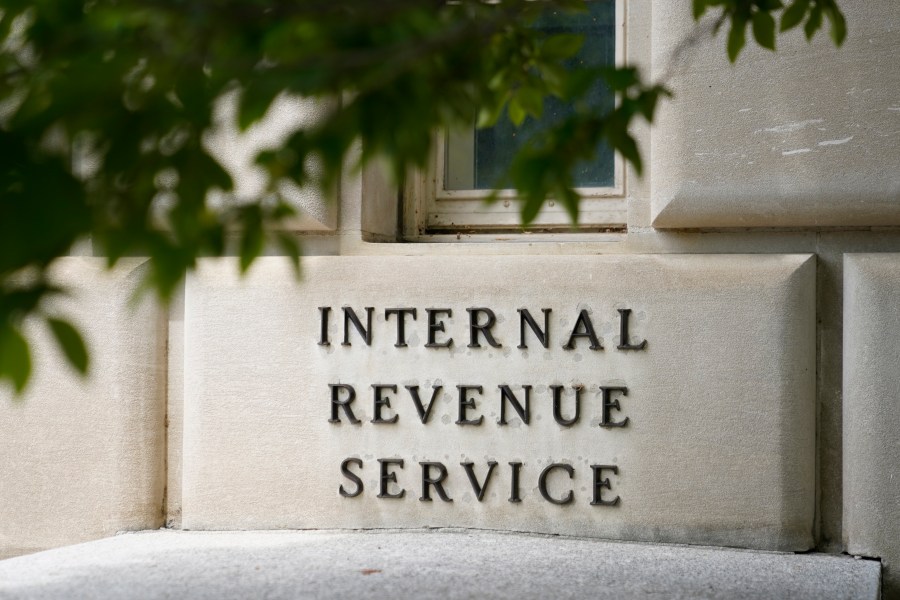 FILE - A sign outside the Internal Revenue Service building is seen on May 4, 2021, in Washington. A former contractor for the Internal Revenue Service has been charged with leaking tax information to news outlets about a government official and thousands of the country’s wealthiest people. The Justice Department said in a statement Friday, Sept. 29, 2023, that 38-year-old Charles Edward Littlejohn of Washington, D.C. is accused of stealing tax return information and giving it to two different news outlets between 2018 and 2020. (AP Photo/Patrick Semansky, File)