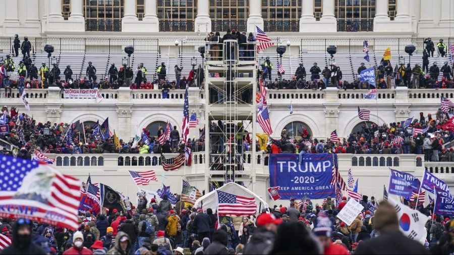 Insurrectionists loyal to then-President Donald Trump breach the Capitol in Washington, Jan. 6, 2021.