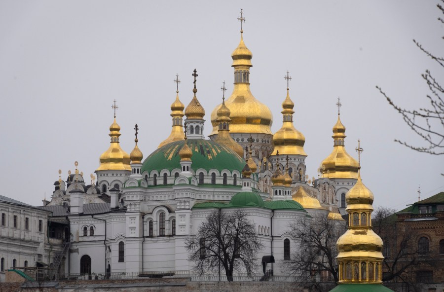 FILE - The Monastery of the Caves, also known as Kyiv-Pechersk Lavra, one of the holiest sites of Eastern Orthodox Christians, is seen on March 23, 2023, in Kyiv, Ukraine. Ukraine's parliament overwhelmingly voted Thursday, Oct. 19, to advance legislation seen as effectively banning the Ukrainian Orthodox Church over its ties to Moscow, despite the church's insistence that it is fully independent and supportive of Ukraine's fight against Russian invaders. (AP Photo/Efrem Lukatsky, File)