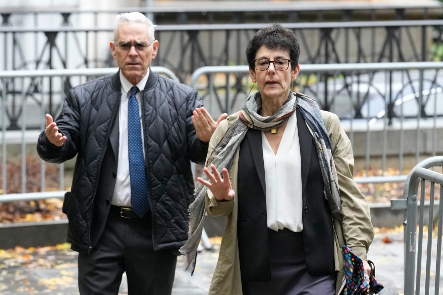 Barbara Fried and Joseph Bankman, parents of FTX founder Sam Bankman-Fried, arrive to Manhattan federal court in New York, Monday, Oct. 30, 2023. (AP Photo/Seth Wenig)