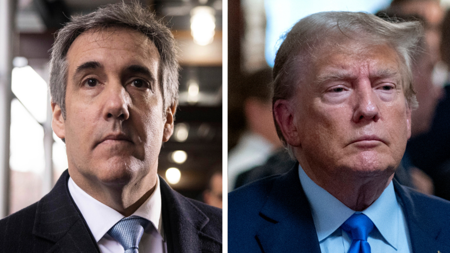 Michael Cohen and former President Trump are see side-by-side in this composite image.