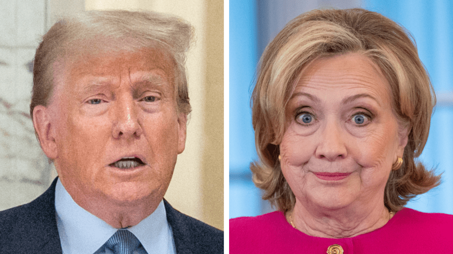 Former President Trump and former Secretary of State Hillary Clinton appear side-by-side in this composite image.