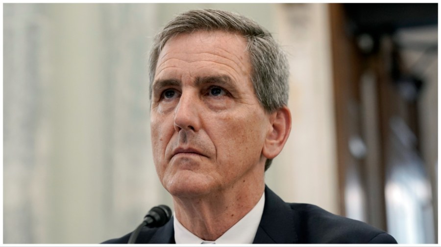 Michael Whitaker, of Vermont, testifies during his nomination to be Administrator of the Federal Aviation Administration, Department of Transportation, on Capitol Hill, Wednesday, Oct. 4, 2023, in Washington. (AP Photo/Mariam Zuhaib)