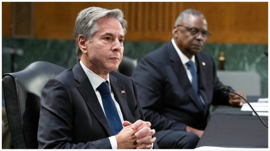 Secretary of State Antony Blinken and Defense Secretary Lloyd Austin testify before a Senate Appropriations Committee hearing to examine the national security supplemental request, on Capitol Hill in Washington, Tuesday, Oct. 31, 2023. (AP Photo/Manuel Balce Ceneta)