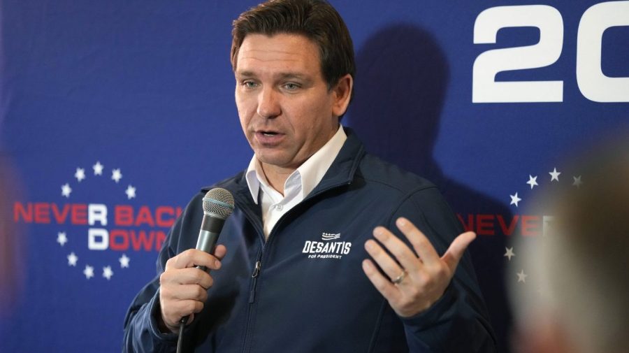 Republican presidential candidate Florida Gov. Ron DeSantis speaks during a meet and greet, Nov. 3, 2023, in Denison, Iowa. (AP Photo/Charlie Neibergall)