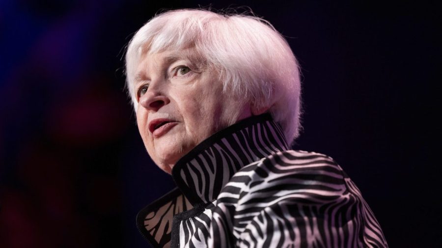 Treasury Secretary Janet Yellen speaks during an event.