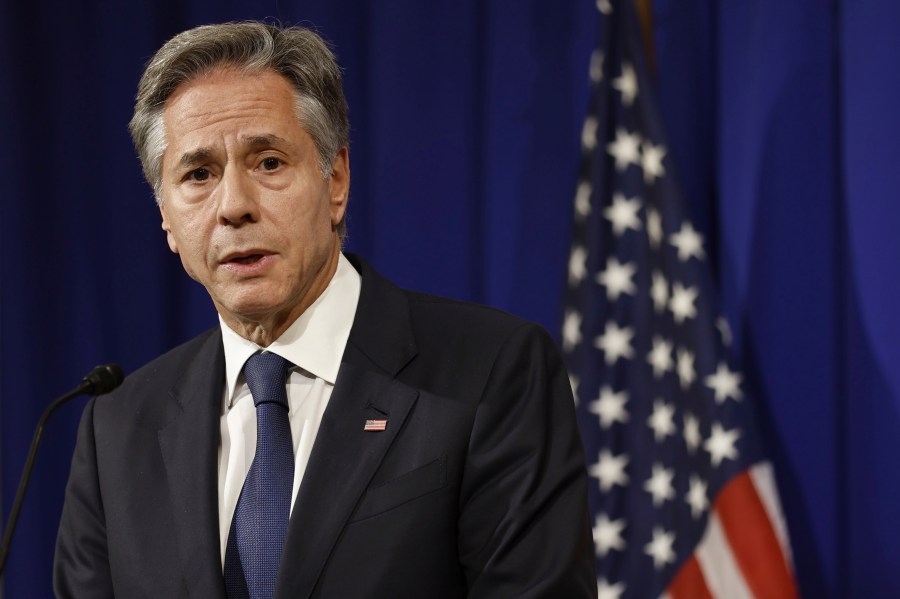 U.S. Secretary of State Antony Blinken holds a press conference after attending a session of the Group of 7 Foreign Ministers meetings in Tokyo, Wednesday, Nov. 8, 2023. (Jonathan Ernst/Pool Photo via AP)