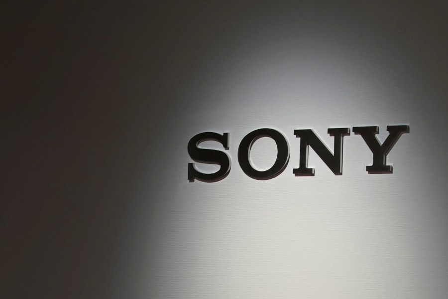 FILE - The logo of Sony is seen at its showroom in Tokyo on July 29, 2022. Sony's profit slipped 29% from a year earlier in July-September, as damage from a strike in the movie sector offset gains from a favorable exchange rate, the Japanese electronics and entertainment company said Thursday, Nov. 9, 2023.