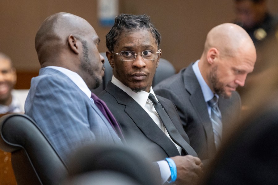 FILE - Young Thug attends a hearing on the YSL case in Atlanta on Dec. 22, 2022. Nearly 10 months after jury selection began, a panel of Georgia citizens was selected Wednesday, Nov. 1, 2023, for the trial of rapper Young Thug and several other people accused of participating in a criminal street gang responsible for violent crimes. (Arvin Temkar/Atlanta Journal-Constitution via AP, File)