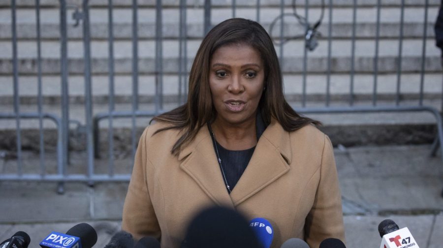 New York Attorney General Letitia James addresses the media outside New York Supreme Court, Wednesday, Nov. 8, 2023, in New York, following proceedings in a civil fraud trial against former President Donald Trump. (AP Photo/Yuki Iwamura)