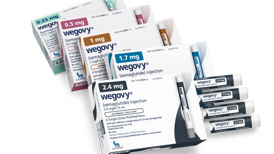 This image provided by Novo Nordisk in January 2023, shows packaging for the company's Wegovy medication. According to a study published Saturday, Nov. 11, 2023, in the New England Journal of Medicine, the popular weight-loss drug reduced the risk of serious heart problems by 20%, and could change the way doctors treat certain heart patients. (Novo Nordisk via AP)
