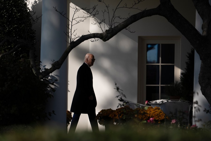 President Joe Biden walks to the Oval Office as he arrives at the White House in Washington, Monday, Nov. 13, 2023, after spending the weekend in Delaware. (AP Photo/Andrew Harnik)