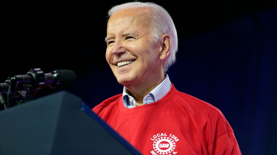 Joe Biden wearing a red shirt