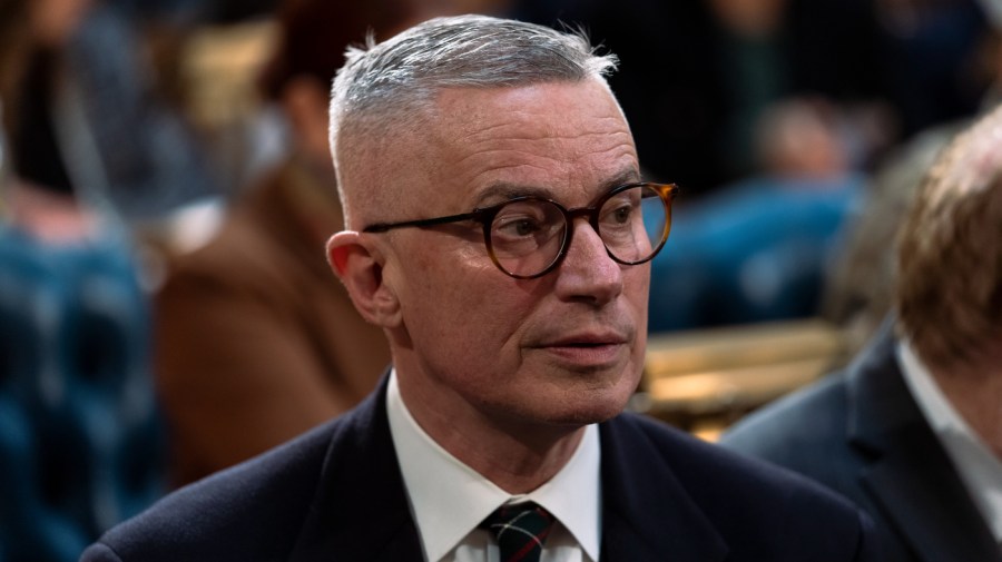 FILE - Former Democratic Gov. Jim McGreevey is seen before New Jersey Gov. Phil Murphy delivers his State of the State address to a joint session of the Legislature at the statehouse, in Trenton, N.J., Jan. 10, 2023. McGreevey announced Thursday, Nov. 9 that he will seek the mayor's office in Jersey City.